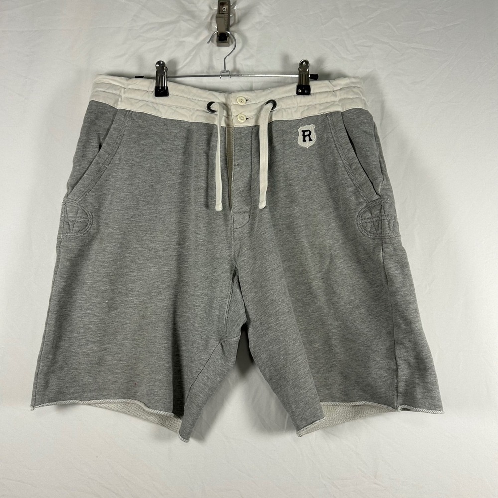 Ralph Lauren Rugby Mens Gray Sweat Shorts Drawstring Raw Hem Size M 34 Waist